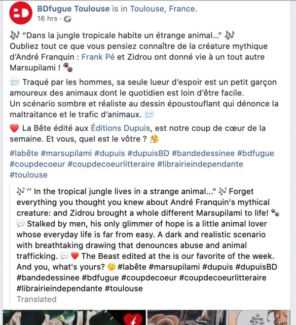 2020-11-11 : BDFugue Toulouse : Facebook post