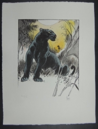 Panthère noire litho sur pierre