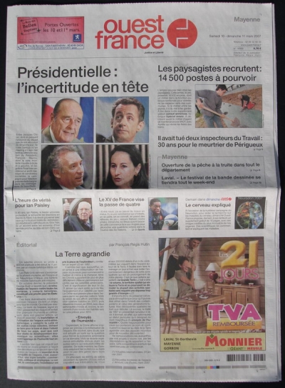 Ouest France du 10 et 11 /3/2007