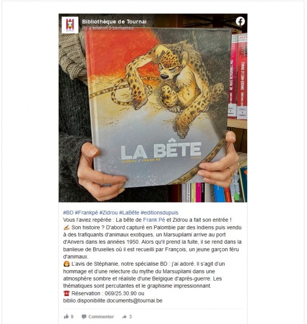 2021-02-02 : Bibliothèque de Tournai : Facebook post