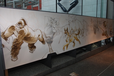 Photos de la création de la fresque au Grand Curtius à Liège