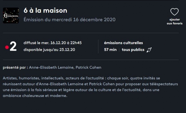2020-12-16 : France Télévision